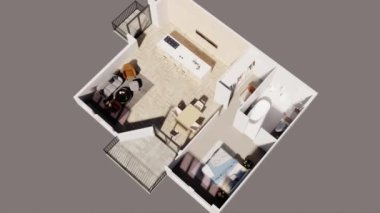 3d video rendering footage contemporary interior design of the living room. Stylish interior of the living room