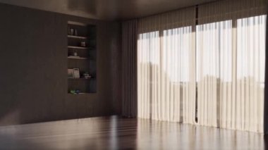3d video rendering footage contemporary interior design of the living room. Stylish interior of the living room
