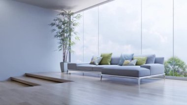 3d video rendering footage contemporary interior design of the living room. Stylish interior of the living room