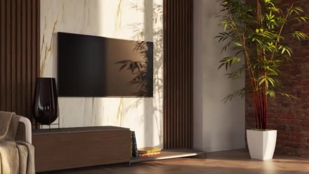 Video Rendering Footage Contemporary Interior Design Living Room Stylish Interior — Stok video