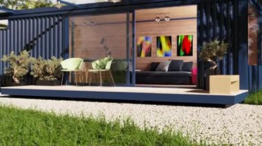 3d video rendering footage contemporary interior design of the living room. Stylish interior of the living room