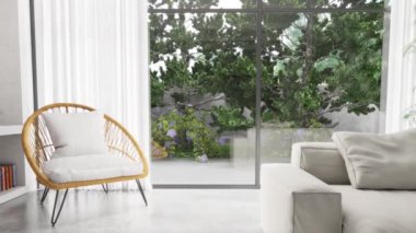 3d video rendering footage contemporary interior design of the living room. Stylish interior of the living room