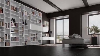 3d video rendering footage contemporary interior design of the living room. Stylish interior of the living room