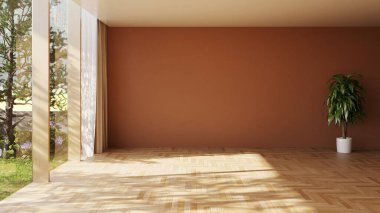 Büyük lüks, modern, parlak iç mekanlar. Oturma odası tasviri. 3D görüntüleme.