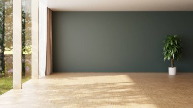 Büyük lüks, modern, parlak iç mekanlar. Oturma odası tasviri. 3D görüntüleme.