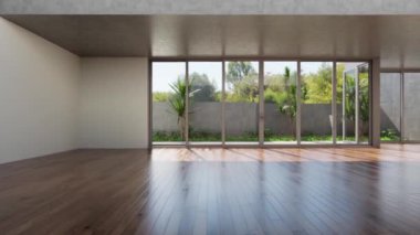 3d video rendering footage contemporary interior design of the living room. Stylish interior of the living room