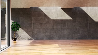 Büyük lüks, modern, parlak iç mekanlar. Oturma odası tasviri. 3D görüntüleme.