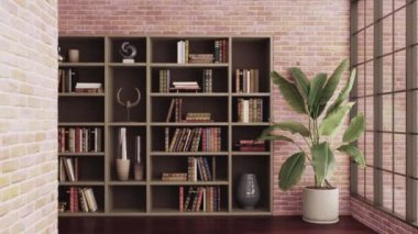 3d video rendering footage contemporary interior design of the living room. Stylish interior of the living room