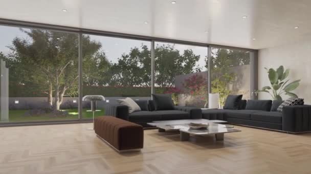 Video Rendering Footage Contemporary Interior Design Living Room Stylish Interior — Video