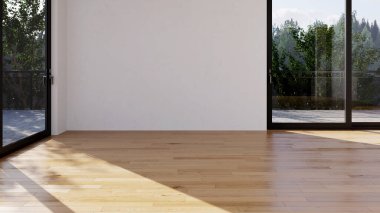 Büyük lüks, modern, parlak iç mekan. Oturma odası tasviri 3D canlandırma.