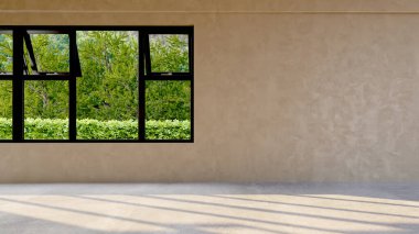 Büyük lüks, modern, parlak iç mekan. Oturma odası tasviri 3D canlandırma.