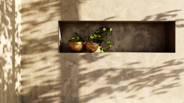 Büyük lüks, modern, parlak iç mekan. Oturma odası tasviri 3D canlandırma.