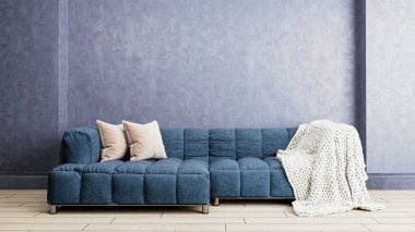 Büyük lüks, modern, parlak iç mekan. Oturma odası tasviri 3D canlandırma.