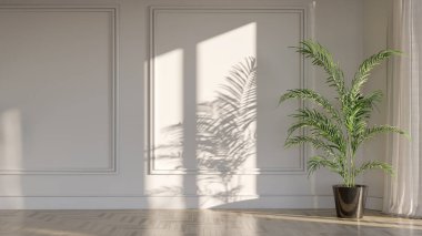 Büyük lüks, modern, parlak iç mekan. Oturma odası tasviri 3D canlandırma.