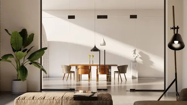 Grand Luxe Moderne Lumineux Intérieurs Salon Maquette Illustration Image Rendu — Photo