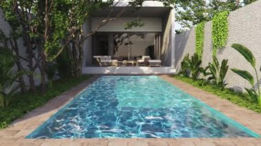 3d video rendering footage contemporary interior design of the living room. Stylish interior of the living room
