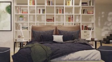 3d video rendering footage contemporary interior design of the living room. Stylish interior of the living room