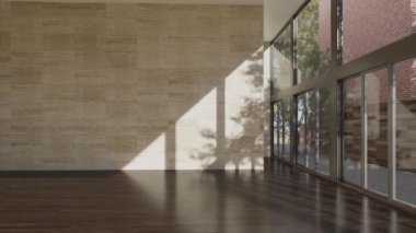 3d video rendering footage contemporary interior design of the living room. Stylish interior of the living room