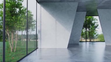 3d video rendering footage contemporary interior design of the living room. Stylish interior of the living room