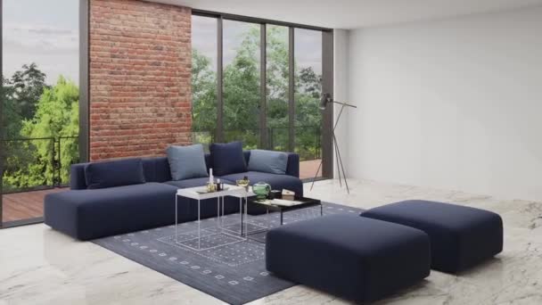 Video Representación Imágenes Diseño Interior Contemporáneo Sala Estar Elegante Interior — Vídeo de stock