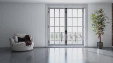3d video rendering footage contemporary interior design of the living room. Stylish interior of the living room