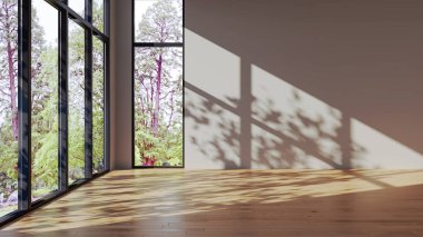 Büyük lüks, modern, parlak iç mekan. Oturma odası tasviri 3D canlandırma.