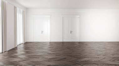 Büyük lüks, modern, parlak iç mekan. Oturma odası tasviri 3D canlandırma.