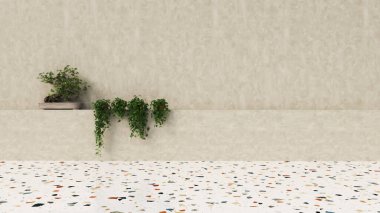 Büyük lüks, modern, parlak iç mekan. Oturma odası tasviri 3D canlandırma.