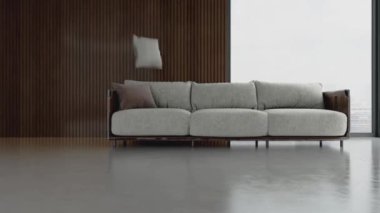3D video görüntüleme modern modern tasarım. Şık iç mekan Oturma odası, Hayal kurma