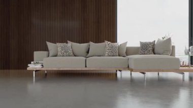3D video görüntüleme modern modern tasarım. Şık iç mekan Oturma odası, Hayal kurma