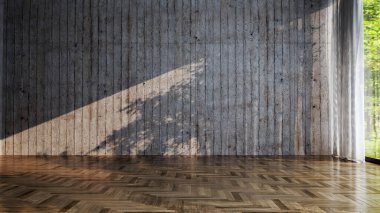 Büyük lüks, modern, parlak iç mekan. Oturma odası tasviri 3D canlandırma.