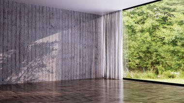 Büyük lüks, modern, parlak iç mekan. Oturma odası tasviri 3D canlandırma.