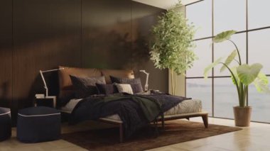 3d video rendering footage contemporary interior design of the living room. Stylish interior of the living room