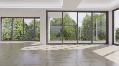 3d video rendering footage contemporary interior design of the living room. Stylish interior of the living room