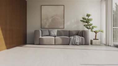 3d video rendering footage contemporary interior design of the living room. Stylish interior of the living room