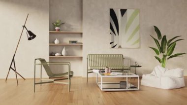 3D video görüntüleme modern modern tasarım. Şık iç mekan