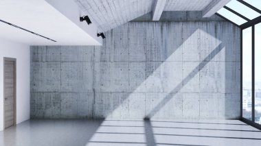 Büyük lüks, modern, parlak iç mekan. Oturma odası tasviri 3D canlandırma.