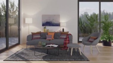 3D video görüntüleme modern modern tasarım. Şık iç mekan