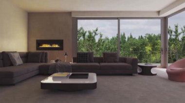 3D video görüntüleme modern modern tasarım. Şık iç mekan