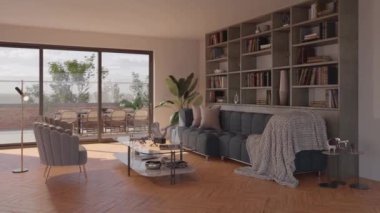 3D video görüntüleme modern modern tasarım. Şık iç mekan