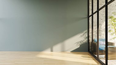 Büyük lüks, modern, parlak iç mekan. Oturma odası tasviri 3D canlandırma.