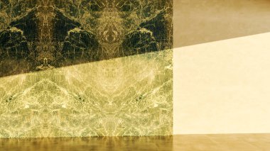 Büyük lüks, modern, parlak iç mekânlar oturma odası kapıları parke fabrikaları 3 boyutlu resimleme.