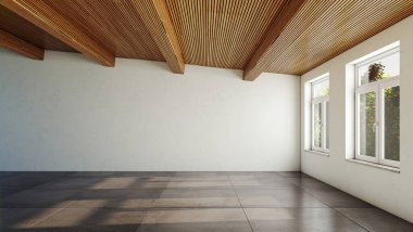 Büyük lüks, modern, parlak iç mekânlar oturma odası kapıları parke fabrikaları 3 boyutlu resimleme.