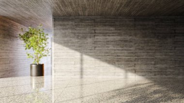 Büyük lüks, modern, parlak iç mekan. Oturma odası tasviri 3D canlandırma.