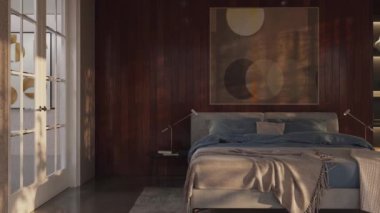 3D video görüntüleme modern modern tasarım. Evin içinde şık bir video klibi var.