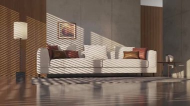 3D video görüntüleme modern modern tasarım. Evin içinde şık bir video klibi var.