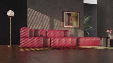 3D video görüntüleme modern modern tasarım. Evin içinde şık bir video klibi var.