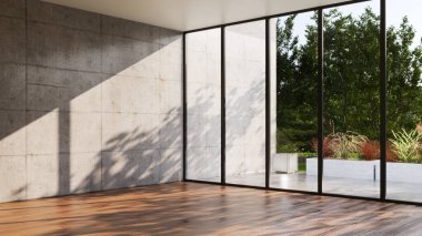 Büyük lüks, modern, parlak iç mekan. Oturma odası tasviri 3D canlandırma.