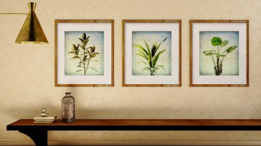 Büyük lüks, modern, parlak iç mekan. Oturma odası tasviri 3D canlandırma.