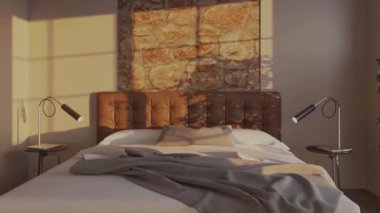 3D video görüntüleme modern modern tasarım. Evin içini gösteren şık bir film klibi. canlandırılmış video